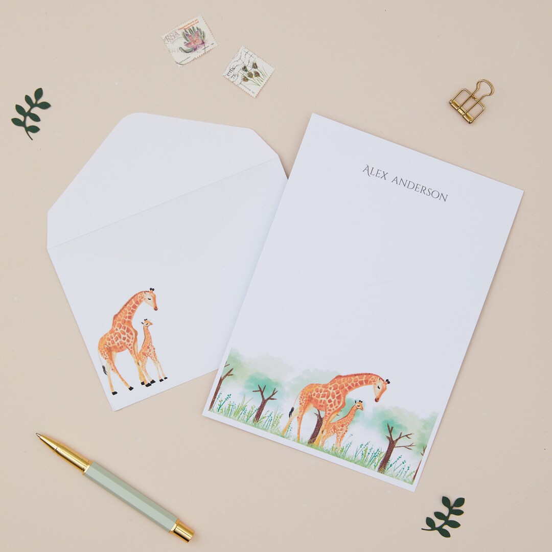 Giraffe Letter Writing Set: Stationery Gift Set With Envelopes - Etsy