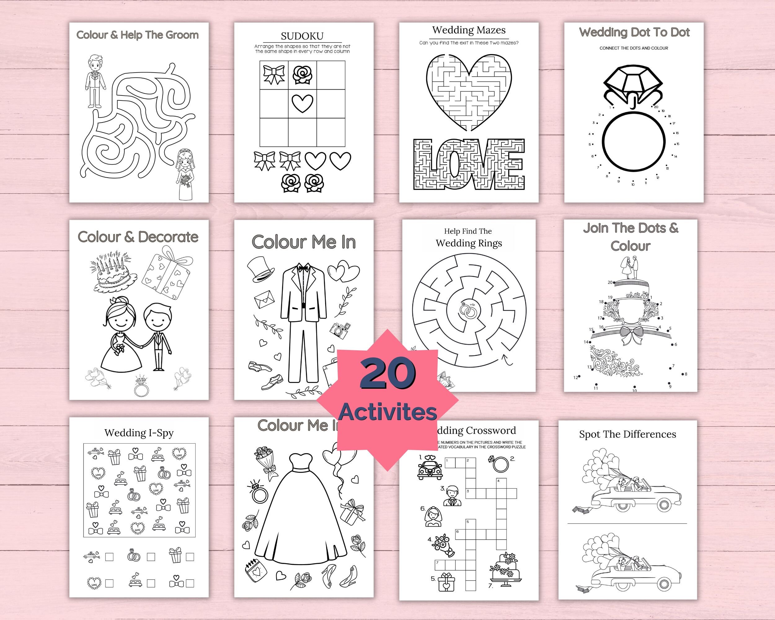 Personalised Flower Girl Activity Pack, Custom Foxthemed Kids Activity