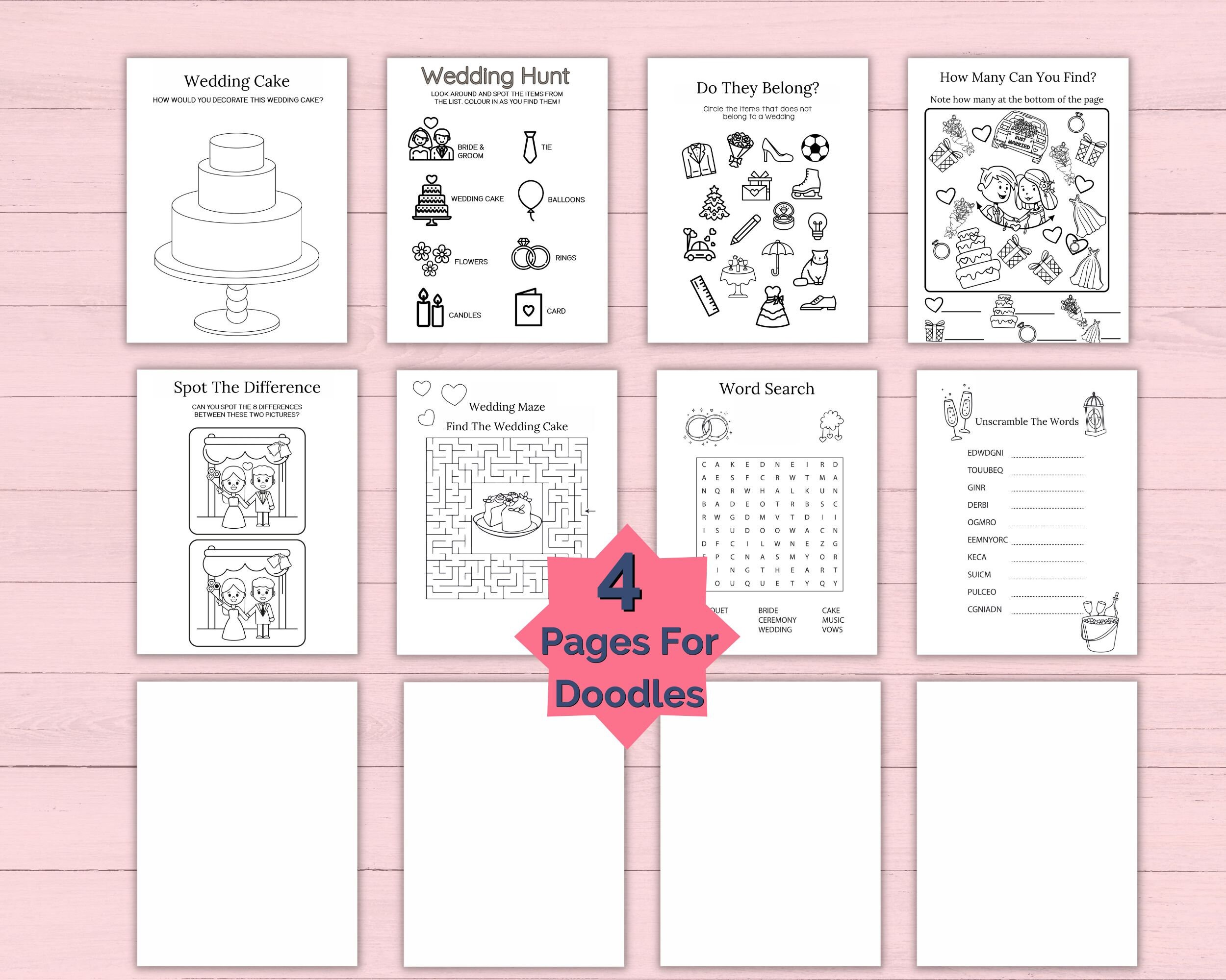 Personalised Flower Girl Activity Pack, Custom Foxthemed Kids Activity