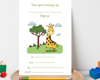 Jungle Children's Party Invitations, 10 Kids Jungle Party Invites, Jungle Invitations, Boys Party Invites, Girls Party Invites