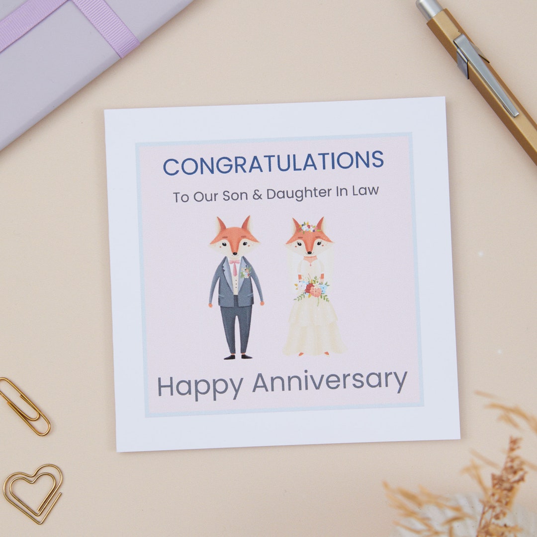 Wedding Anniversary Card Son & Daughter in Law, Personalised ...