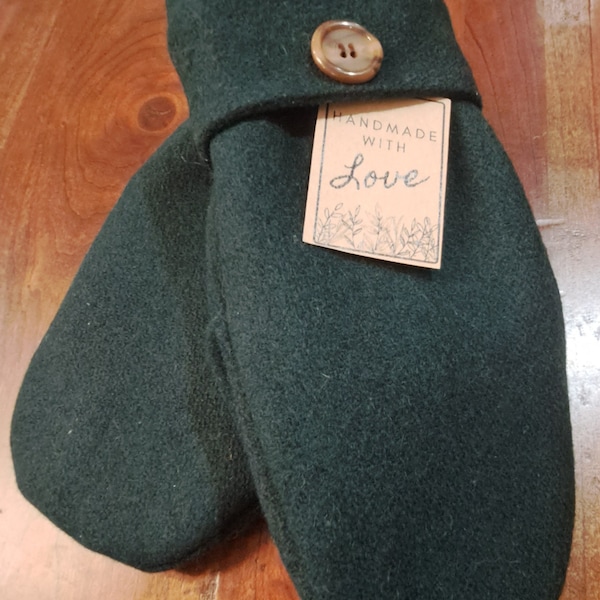 Made in Vermont Upcycled Wool and Fleece lined Mittens - Women's Medium