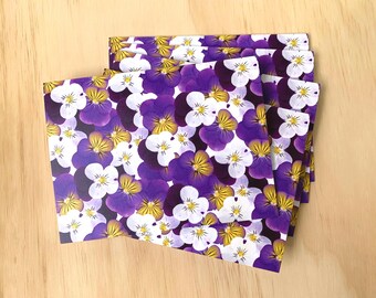 Violette Blumen-Kunstkarte: 4x5,5-Zoll-botanische Grußkarte, 5er-Pack
