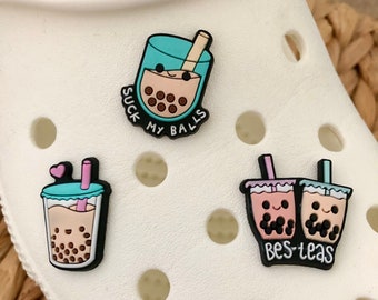 Boba tea croc charm Clearance