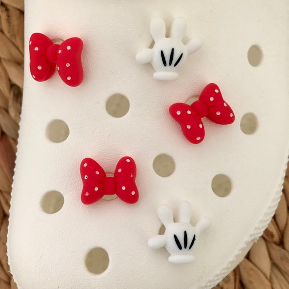 Minnie Mouse Hair Bow and Glove Croc Charms 