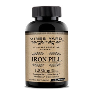Iron supplement | Iron Pill 1200mg per serving | 100 Vegan Capsule