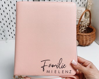 Personalisierter Organizer für Reiseunterlagen FAMILIE rosa | Familienorganizer | U-Heft | Dokumente | Impfpass | Geschenk Weihnachten