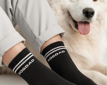 NobleDeer® Premium DOGDAD Sokken | Hond | Cadeau voor hondenbezitters | Geborduurd | Zwarte tennissokken met motief | Retro sokken | Vaderdag