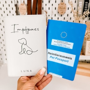 EU-Heimtierausweis & Impfpass Hülle HUNDESILHOUETTE (personalisiert) | Schutzhülle | Hund | Katze | Geschenk für Hundebesitzer