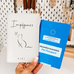 EU-Heimtierausweis & Impfpass Hülle KATZENSILHOUETTE (personalisiert) | Schutzhülle | Hund | Katze | Geschenk für Katzenbesitzer