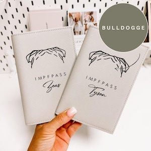 EU-Heimtierausweis & Impfpass Hülle BULLDOGE ÖHRCHEN (personalisiert) | Schutzhülle | Hund | Katze | Geschenk für Hundebesitzer