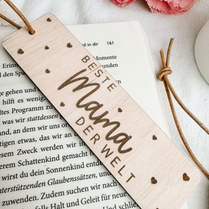 Lesezeichen beste Mama der Welt aus Birkenholz Geburtstag Muttertag Personalisiertes Geschenk aus Holz Muttertagsgeschenk Bild 2