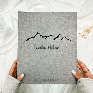 DinA4 NobleDeer® Premium Stammbuch BERG Kalligrafie (personalisiert) | Familienbuch | Geschenk Hochzeit | Heiratsurkunde | Geburtsurkunde