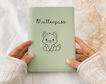 Mother passport cover ANIMAL BABYS personalized with name | Cover for German maternity passport