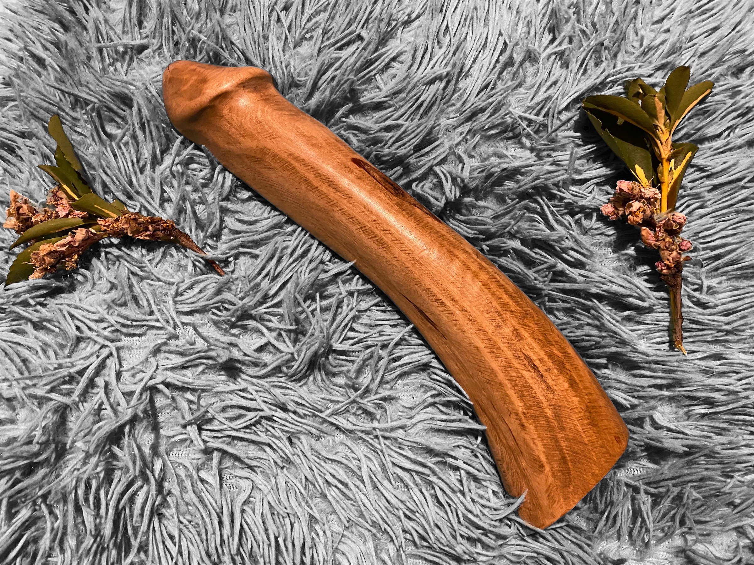 18 MATURE Handmade Olive Wood Dildo Wooden Penis Sculpture