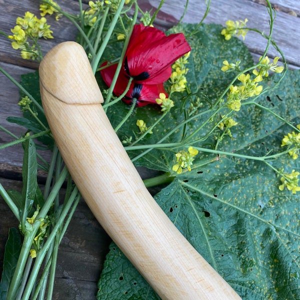 Handmade wooden small and curved dildo (3 colors), Yoni wand, Phallus Wood Art,  sex toy, lingam dildo