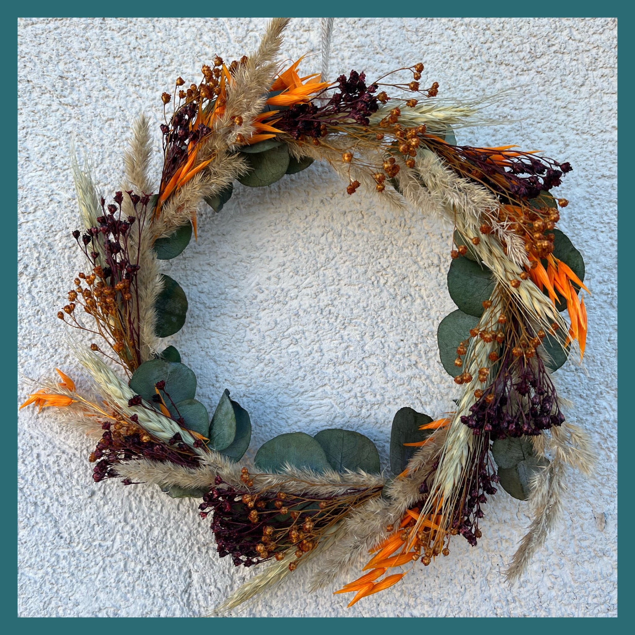 Couronne Décorative Murale en Fleurs Séchées