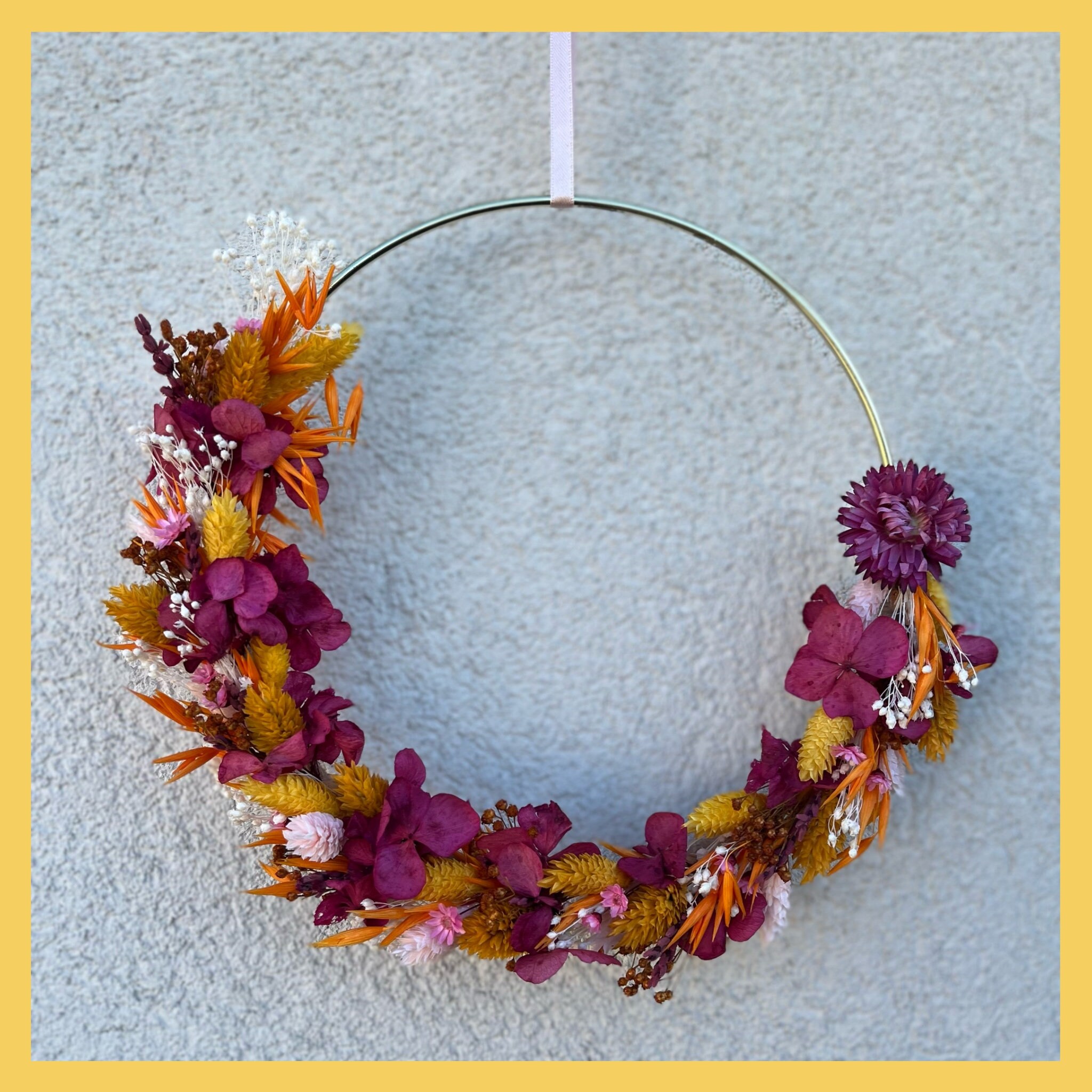 Couronne Décorative Murale en Fleurs Séchées