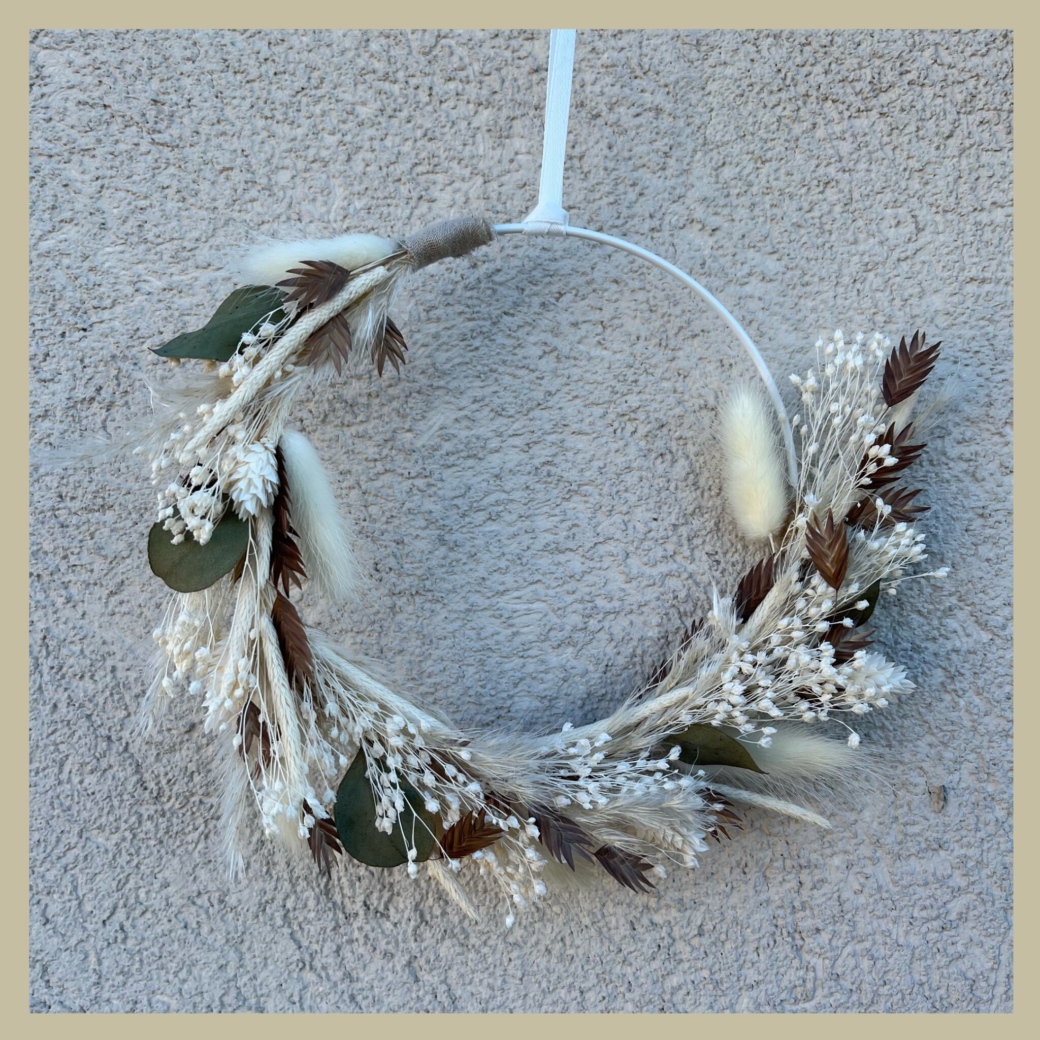 Couronne Décorative Murale en Fleurs Séchées