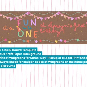 It's FUN to Be ONE Colorful First Birthday Party Banner Template - Etsy