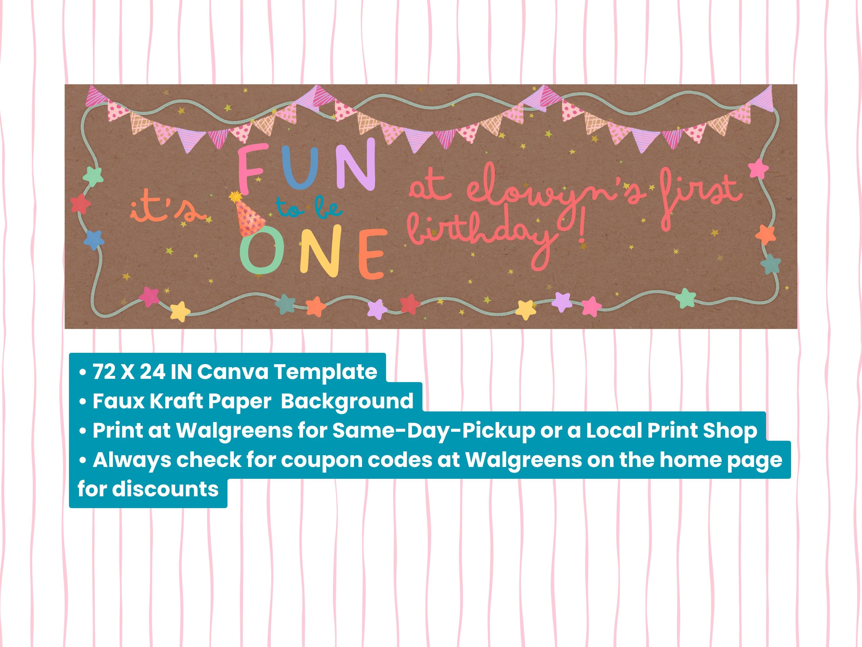 It's FUN to Be ONE Colorful First Birthday Party Banner Template - Etsy