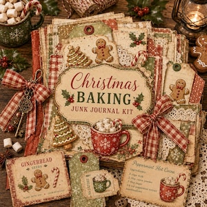Christmas Baking Junk Journal Kit: Vintage Ephemera, Christian Scrapbook Paper, Clip Art Bundle (Digital Download)