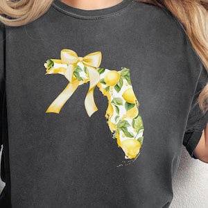 Zitrone Florida PNG Zustand PNG Kokette FL Shirt Design Adrette Schleife Südliche Mädchen Sublimation Küsten Png Zitrus Clipart Zustand Stolz Digitale Kunst