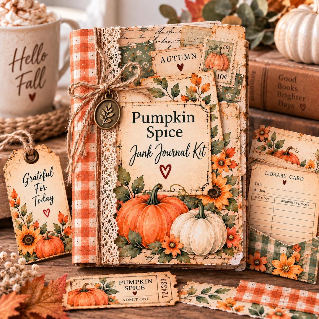 Pumpkin Spice Junk Journal Kit Fall Printable Journal Autumn Ephemera ...