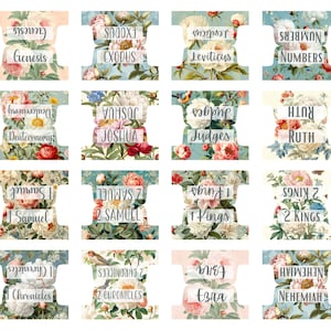 Bible Tabs Laminated Bible Tabs Floral Bible Tabs Bible Journaling Tabs Bible Accessory Bible Study Tabs Adhesive Tabs Christian Gift Women