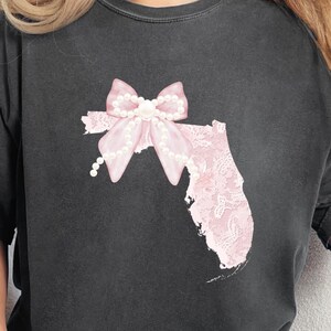 Spitze Florida PNG Zustand PNG Coquette FL Tshirt Design Preppy Bogen png Südliches Mädchen Sublimationsperlen Png Braut Clipart Zustand Pride png