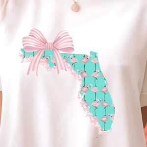 Flamingo Florida PNG Zustand PNG Kokette FL Tshirt Design Adrette Schleife Südliche Mädchen Sublimation Küsten Png Pastell Clipart Zustand Stolz Digital