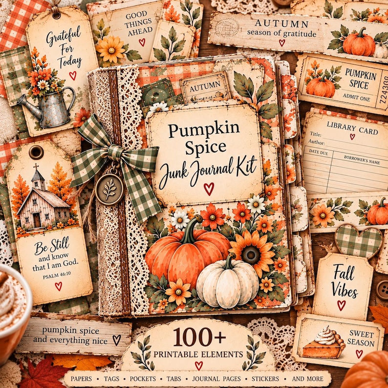 Pumpkin Spice Junk Journal Kit Fall Printable Journal Autumn Ephemera ...