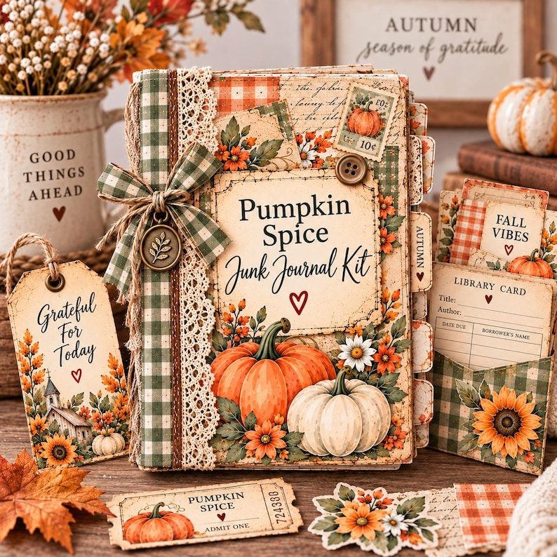 Pumpkin Spice Junk Journal Kit Fall Printable Journal Autumn Ephemera ...