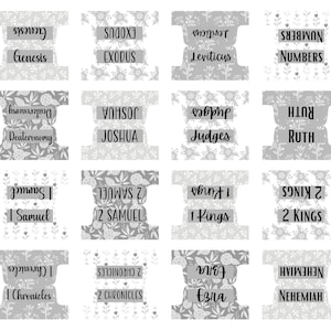 Bible Tabs Laminated Bible Tabs Gray Bible Tabs Bible Journaling Tabs Bible Accessory Bible Study Tabs Adhesive Tabs Christian Gift Women