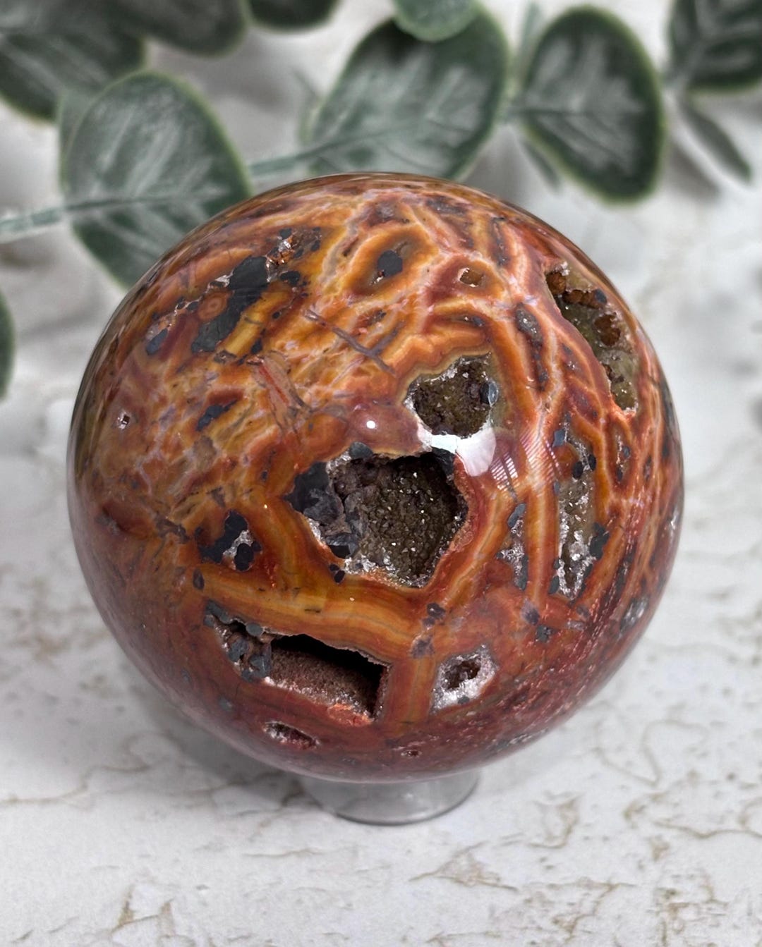 Red Ocean Jasper Sphere 5.1cm | Druzy Crystal Ball | Orbicular Jasper ...