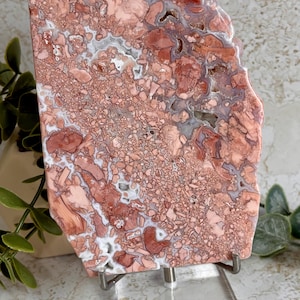 Cotton Candy Agate Slab 15cm | Pink Peach Agate with Druzy | Natural Agate Display Specimen | Crystal Home Décor