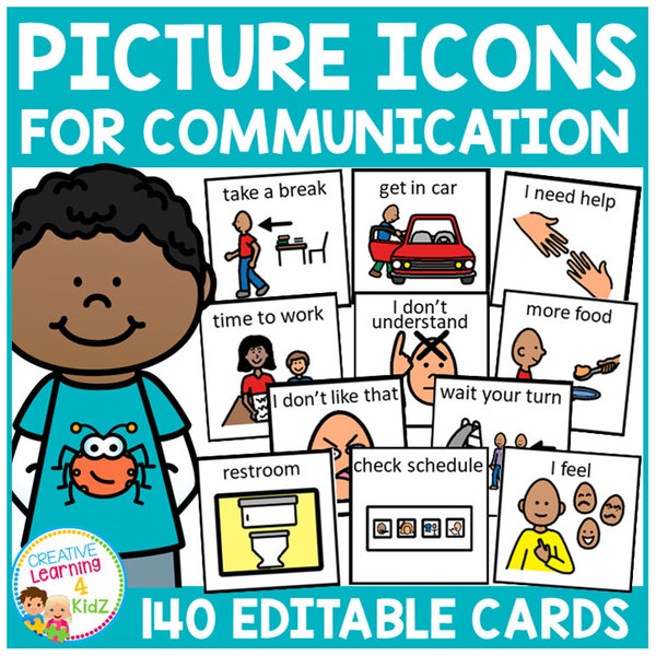 Visual Communication Picture Icons Set 2 Schedule Cards 140 (Editable) PCS