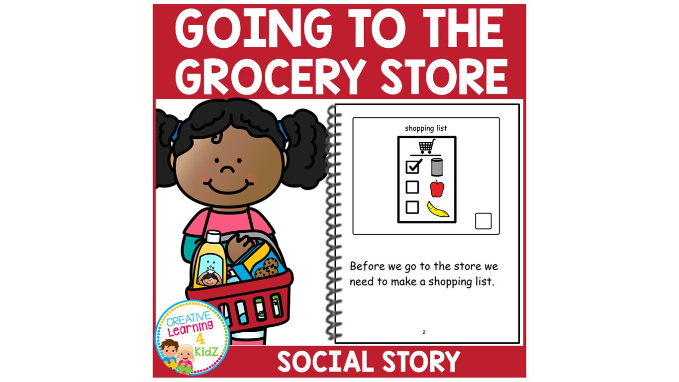 Social Story Going to the Grocery Store Book Autism Etsy