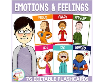 Emotions & Feelings Flashcards (Editable) Autism Special Education
