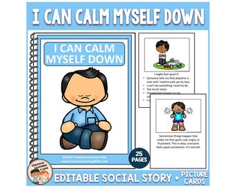 Social Story I Can Calm Myself Down Editable + 26 Picture Cards Behavior Autism