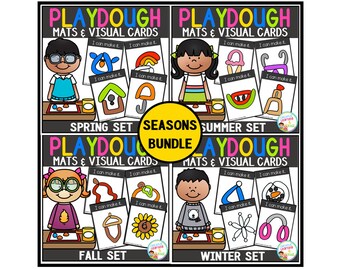 Seasonal Playdough Mats & Visual Cards Bundle for Hands-On Dough Play