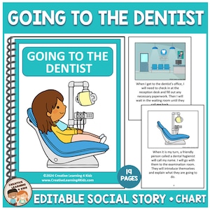 Historia social Ir al dentista (editable) Libro y tabla de cepillarse los dientes Autismo