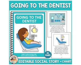 Social Story Going to the Dentist Book & Chart Autism Dental Health - Editable