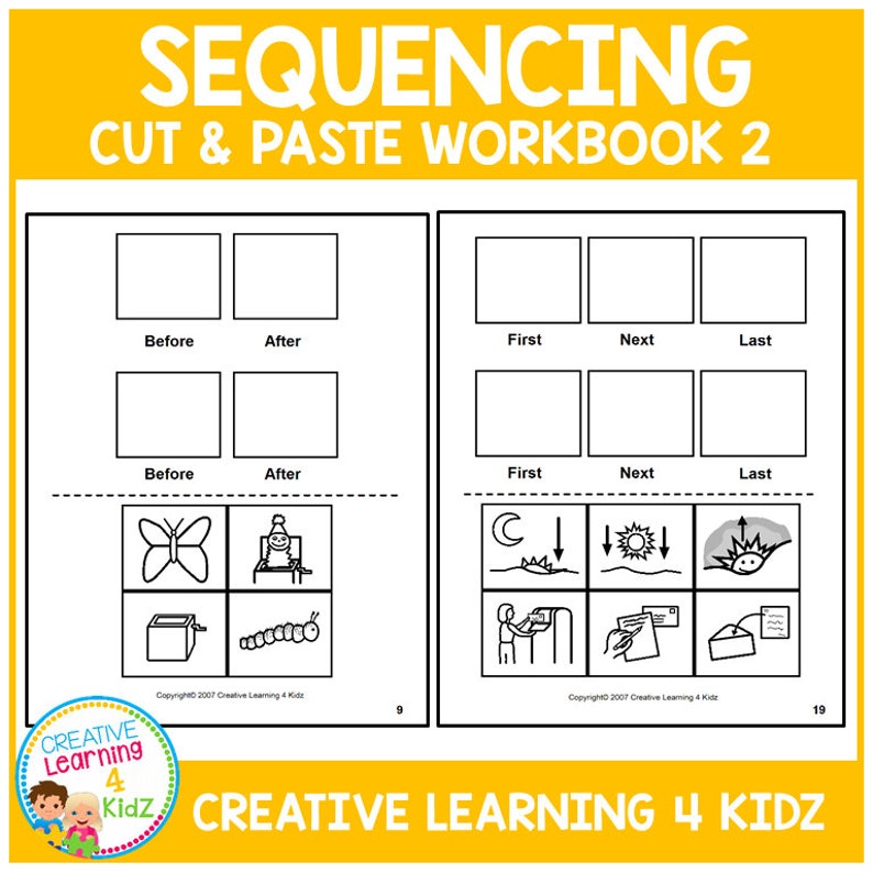 Cut & Paste Sequencing Workbook 2 ABA Autism Etsy