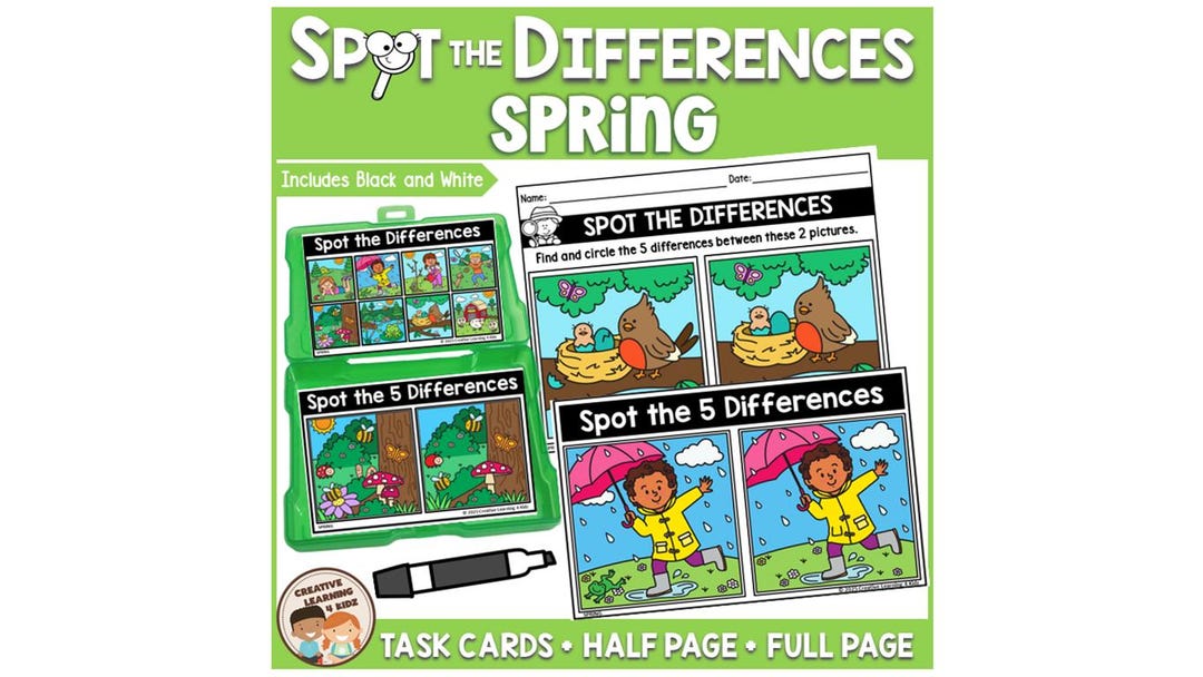 Spring Spot Find the Differences Activity Critical Thinking Observation ...