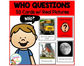 Who Question Cards WH Questions for Speech Therapy Autism ESL & Special Ed