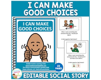 Social Story I Can Make Good Choices (Editable) Book Behavior Autism