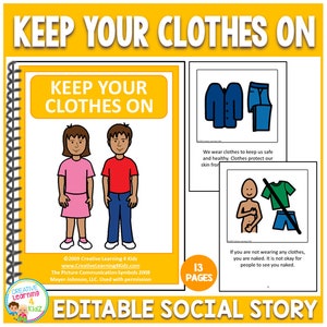 Social Story Keep Your Clothes On (Editable)Autism Special Education
