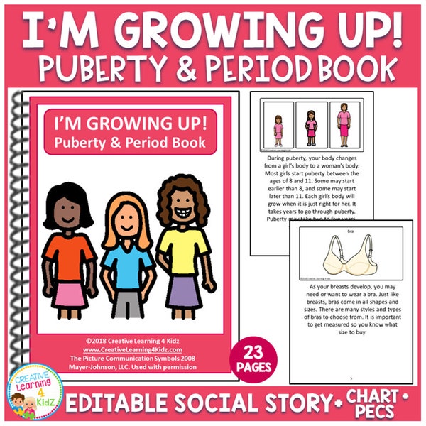 Pubertät & Periode Buch für Mädchen (bearbeitbar) Social Story