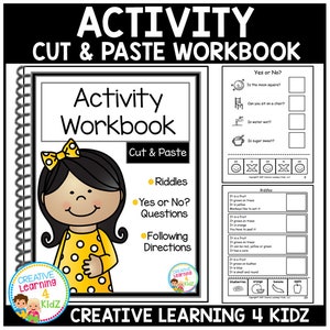 Cut & Paste Activity Workbook Riddles Inference ABA Autism